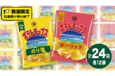 湖池屋 ポテトチップス 2種類アソート （のり塩・ガーリック）（各12袋・計24袋） ポテチ お菓子 おかし 大量 スナック おつまみ ジャガイモ じゃがいも まとめ買い スナック菓子 数量限定