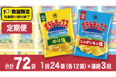 【 湖池屋 3ヶ月 定期便 】 湖池屋 ポテトチップス 2種類アソート （のり塩・じゃがいもと塩）（各12袋・計24袋 ×３回） ポテチ お菓子 おかし 大量 スナック おつまみ ジャガイモ じゃがいも まとめ買い スナック菓子 頒布会 数量限定
