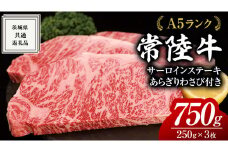 常陸牛 A5 等級 サーロイン ステーキ 250g × 3枚（ 合計 750g ） あらぎり わさび 1本付 ( 茨城県共通返礼品 ) 黒毛和牛 国産 お肉 肉 A5ランク ブランド牛 牛肉 ひたち牛 ブランド和牛 ステーキ用 ワサビ付 山葵 焼肉 焼き肉 バーベキュー BBQ 化粧箱 ギフト
