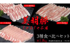 美明豚 食べ比べセット しゃぶしゃぶ用 約1.8kg （茨城県共通返礼品：行方市） びめいとん ビメイトン ブランド豚 銘柄豚 豚 豚肉 肉 茨城県産 国産 冷凍 豚ロース 豚バラ 豚モモ