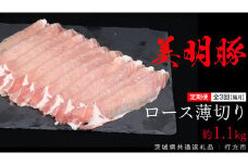 【 全3回 隔月 定期便 】美明豚 ロース薄切り 約1.1kg （茨城県共通返礼品：行方市） びめいとん ビメイトン ブランド豚 銘柄豚 豚 豚肉 肉 茨城県産 国産 冷凍 豚ロース 薄切り