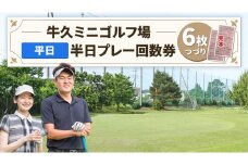 牛久ミニゴルフ場 平日 半日 プレー回数券 ( 6枚綴り ) ゴルフ ゴルフチケット ゴルフ場利用券 茨城 プレー券 練習券 体験 チケット