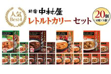 新宿中村屋 人気 レトルトカリー 詰合せ 20個セット（ 4種 各5個 ） 詰合せ 洋食 時短 カレー 贈答品 保存用 ストック用 非常用 老舗 電子レンジ 調理可 スパイシーチキン ビーフスパイシー バターチキン ベジタブル レンチン レンジ