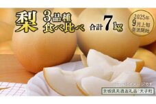 【食べ比べ】 梨 3品種 合計 約7kg 【2025年9月上旬発送開始】(茨城県共通返礼品：大子町) なし 果物 くだもの フルーツ おまかせ 旬