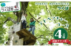 フォレストアドベンチャー ・ つくば ＜アドベンチャーコース＞ 4名様 体験チケット【 つくば市 茨城県 筑波山 レジャー アウトドア 自然体験 ジップ 体験型 】