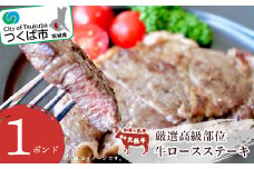 厳選高級部位 牛ロース 1ポンド ステーキ【 牛肉 国産 リブロース 冷凍 茨城県 つくば市 】