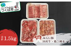 村下商事のおすすめ バラエティパック 1.5kg ( 牛 ・ 豚 ・ 鶏 )【 茨城県 つくば市 BBQ 牛肉 豚肉 鶏肉 バラエティ 焼肉 焼き肉 バーベキュー ロース バラ 切り落とし 小分け 詰め合わせ 】