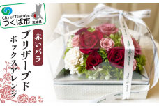 赤いバラのプリザーブドボックスアレンジ【 バラ プリザーブドフラワー フラワー 花 お花 薔薇 ギフト 贈答 プレゼント おしゃれ アレンジメント アクアブルーム 茨城県 つくば市 】