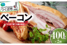 つくばで育てた豚の吊るしベーコン ２個セット【 豚肉 おつまみ 肉 加工品 ハム 茨城県 つくば市 冷蔵 セット ポーク 手作り 】