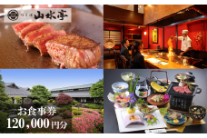 つくば山水亭本店 お食事券 120,000円分【 茨城県 つくば市 食事券 レストラン お食事券 利用券 会席料理 鉄板焼き 肉 常陸牛 】