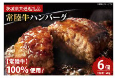 常陸牛100％ ハンバーグ 約120g×6個 【牛肉 国産牛 黒毛和牛 和牛 国産黒毛和牛 ブランド牛肉 ブランド牛 お肉 A4ランク A5ランク 鹿嶋市 鹿嶋 茨城県】(KCW-9)