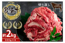 最高級常陸牛 切り落し 約2kg（約500ｇ×4)【牛肉 国産牛 黒毛和牛 和牛 国産黒毛和牛 ブランド牛肉 ブランド牛 お肉 A4ランク A5ランク すき焼き すきやき 牛丼 鹿嶋市 鹿嶋 茨城県】(KCW-19)