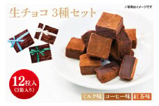 生チョコ 3種（12粒×3箱）【チョコレート チョコ 紅茶 コーヒー 珈琲 ミルク お菓子 洋菓子 デザート ギフト 贈り物 バレンタイン バレンタインデー 鹿嶋市 茨城県 キャトルフィユ】（KCX-40）