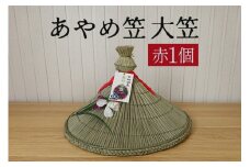 あやめ笠 大笠 赤 1個 手作り 九州熊本産い草使用 伝統工芸品 笠 帽子 風情ある和風雑貨 職人手作業 茨城県 潮来市 (A24-004)