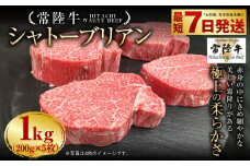 【常陸牛】シャトーブリアン 200g×5枚 1kg A4ランク以上 お肉 牛肉 ヒレ肉 ヒレ フィレ 希少 冷凍 常陸 和牛 国産 茨城県 ステーキ 守谷市
