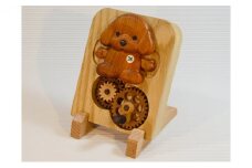 歯車パズル・木のおもちゃ－わんこ（イチイ）　犬（いぬ）の木製おもちゃ　自動人形　かわいい　楽しい不思議な木製歯車　精密木工　パズル　手作り