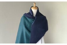 Made in Japan カシミヤ100%大判リバーシブルショール（パープルネイビー/ダークグリーン） RF415