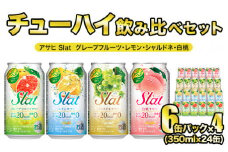 Slat ４種 各６缶 アサヒ すらっと (グレープフルーツ レモン シャルドネ 白桃)【チューハイ セット】 【 飲み比べ セット】【 350ml 計24缶】【1ケース】【 茨城県 守谷市】