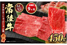 【定期便 9ヶ月】常陸牛すきやき・しゃぶしゃぶ用（モモ・ウデ）450g（茨城県共通返礼品 茨城県産）
