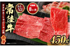 【定期便 8ヶ月】常陸牛すきやき・しゃぶしゃぶ用（モモ・ウデ）450g（茨城県共通返礼品 茨城県産）