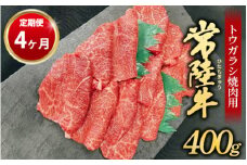 【定期便 4ヶ月】【希少部位】常陸牛トウガラシ焼肉用400g（茨城県共通返礼品 茨城県産）