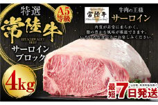 【特選】常陸牛（ひたちぎゅう）A5等級 サーロインブロック 4kg（茨城県共通返礼品 茨城県産）