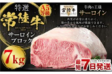 【特選】常陸牛（ひたちぎゅう）A5等級 サーロインブロック 7kg（茨城県共通返礼品 茨城県産）