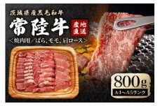 瑞穂農場で育てた常陸牛焼肉セット 約800g 牛肉 やきにく 肩ロース バラ モモ ブランド牛 A4 A5 冷凍配送 茨城県 A4ランク A5ランク お中元 焼肉の日 敬老の日 常陸牛 焼肉 10種 盛り合わせ 食べ比べ 国産 肉 BBQ セット ho0900