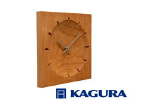 家具蔵 KAGURA 時計 ソアレ角 チェリー材 セイコークロック社製スイープムーブメント 掛け時計 天然木 茨城県 静音 おしゃれ 壁掛け時計 軽量 壁時計 北欧 シンプル 大きい アナログ オシャレ 木目調 チェリー無垢材 【（株）アイダ】 【ho1330】