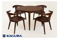 家具蔵 KAGURA ダイニングセット 伸長式 ローベル2＆コルノ ウォールナット材 家具 テーブル アームチェア 木材 無垢材 無着色 職人 手作業 寛ぎ シンプル 洗練 茨城県 【（株）アイダ】【ho1238】