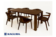 家具蔵 KAGURA ダイニングセット 1800 ダン＆コルノ6脚 ウォールナット材 家具 テーブル アームチェア 木材 無垢材 無着色 職人 手作業 寛ぎ シンプル 洗練 茨城県 ho1242