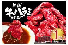 熟成牛ハラミ 1kg (250g×4パック) たれ 味付 小分け 冷凍 焼肉 焼き肉 牛 牛肉 ビーフ ハラミ BBQ 【そうざい男しゃく】【ho1468】