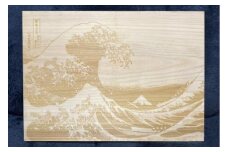 ひのきのアートボードA 神奈川沖浪裏 Hinoki no Chikara ひのき 茨城銘木 銘木