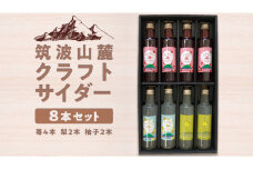 筑波山麓 クラフトサイダー 8本 セット （ 苺 4本 ・ 梨 2本 ・ 柚子 2本 ） サイダー いちご イチゴ なし ナシ 柚子 飲み比べ 飲みくらべ [BW008ci]