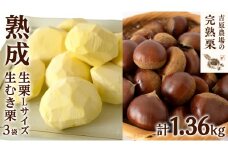 【 吉原農場 の 完熟栗 】 熟成 生栗 1kg Lサイズ ・ 生むき栗 3袋 セット 令和7年産 完熟 栗 くり クリ 栗ごはん 贈答 ギフト 果物 フルーツ 数量限定 旬 秋 冬 正月 おせち [CX010ci]