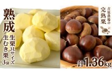 【 吉原農場 の 完熟栗 】 熟成 生栗 1kg 3Lサイズ ・ 生むき栗 3袋 セット 令和7年産 完熟 栗 くり クリ 栗ごはん 贈答 ギフト 果物 フルーツ 数量限定 旬 秋 冬 正月 おせち [CX012ci]