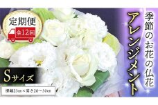 【定期便12ヶ月】 毎月届く 仏花 アレンジメント Sサイズ 花 生花 1年間 お供え 命日 月命日 定期便 [CT068ci]
