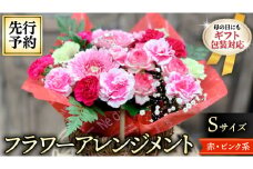 【 母の日 】 フラワー アレンジメント S 赤 ・ ピンク 系 ギフト プレゼント 花 お祝い 贈答 記念日 [CT079ci]