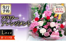 【 母の日 】 フラワー アレンジメント L 赤 ・ ピンク 系 ギフト プレゼント 花 お祝い 贈答 記念日 インテリア [CT085ci]