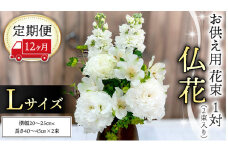 【 定期便 12ヶ月 】《 仏花 》 お供え用 花束 Lサイズ 1対（2束入り） 花 生花 月命日 墓前 お墓参り [CT100ci]