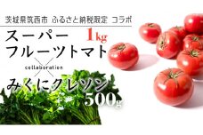 【 筑西市 ふるさと納税限定 コラボ 】 スーパーフルーツトマト小箱 1kg×1箱 【 大玉7〜13玉/1箱 】 みくにクレソン100g×5袋 糖度9度以上 美容 健康 スーパーフード サラダ セット [ZZ019ci]