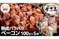 【 熨斗付き 】 ～ 匠のハム工房 ～ 燻製職人 ！ 風實 熟成パラパラ ベーコン（ 100g×5 ）ギフト 贈答 豚バラ 燻製 小分け 冷凍 かざみ [AJ008ci]