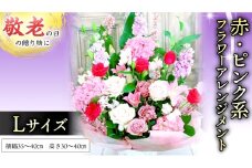 【 敬老の日 】 フラワー アレンジメント L 赤 ・ ピンク 系 ギフト プレゼント 花 お祝い 贈答 記念日 インテリア [CT085ci]