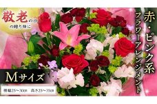 【 敬老の日 】 フラワー アレンジメント M 赤・ピンク 系 ギフト プレゼント 花 お祝い 贈答 記念日 インテリア [CT082ci]