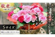 【 敬老の日 】 フラワー アレンジメント S 赤 ・ ピンク 系 ギフト プレゼント 花 お祝い 贈答 記念日 [CT079ci]