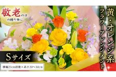 【 敬老の日 】 フラワー アレンジメント S 黄色 ・ オレンジ 系 ギフト プレゼント 花 お祝い 贈答 記念日 [CT080ci]