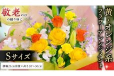 【 敬老の日 】 フラワー アレンジメント S 黄色 ・ オレンジ 系 ギフト プレゼント 花 お祝い 贈答 記念日 [CT080ci]