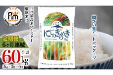 【 定期便 6ヶ月 】 茨城県 筑西市産 にじのきらめき 10kg ( 障がい者アート パッケージ ) ( 5kg × 2袋 ) 令和6年産 精米 米 お米 コメ 白米 茨城県 筑西市 三ツ星 マイスター [CH025ci]