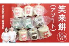 笑来餅 おまかせ 10個 セット（アソート） 餅 もち もち米 豆餅 落花生 エビ [EP009ci]