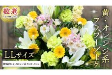 【 敬老の日 】季節のお花の フラワーアレンジメント LL　黄色・オレンジ系 ギフト プレゼント 花 お祝い 贈答 記念日 フラワー [CT161ci]